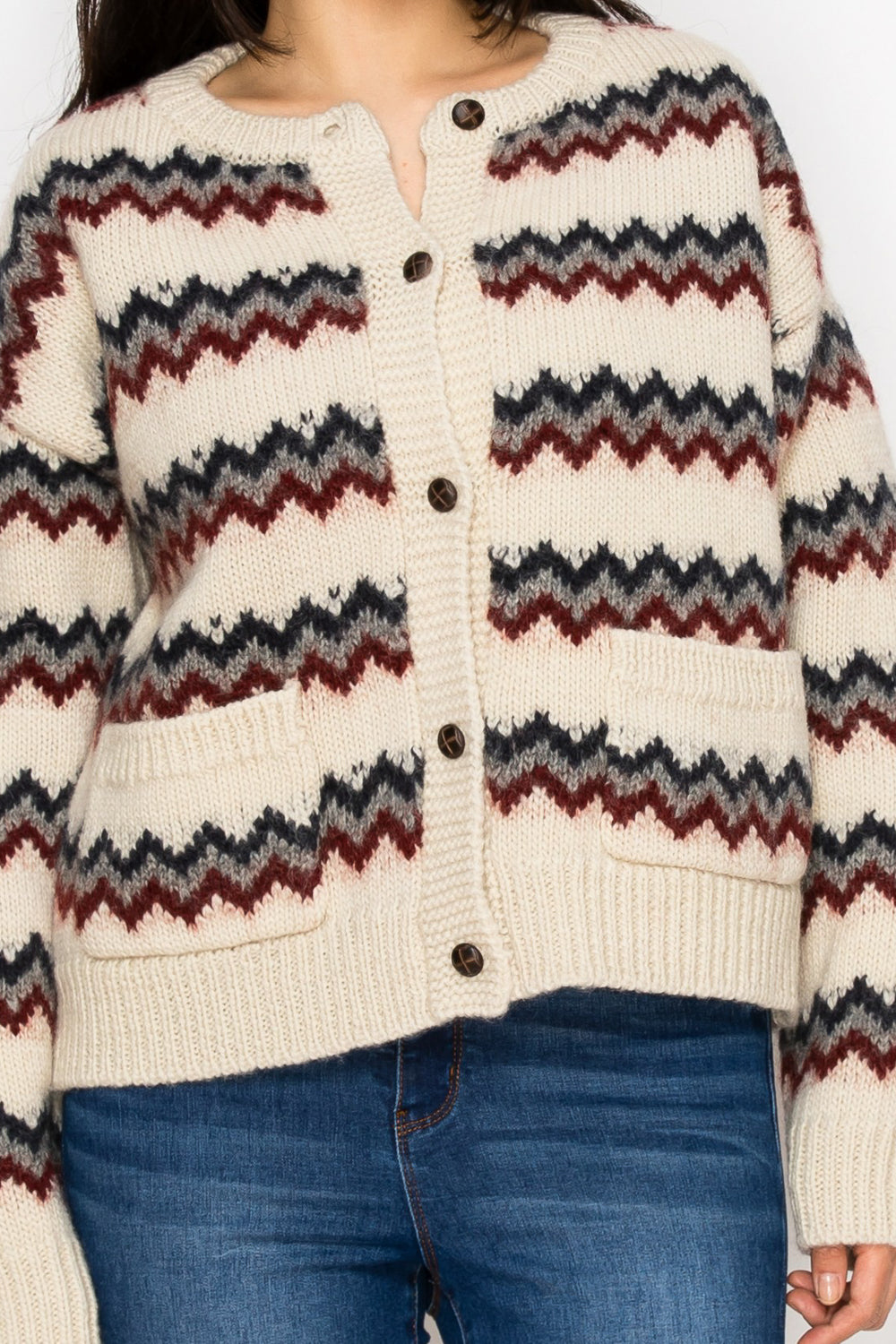 Eunice Chevron Cardigan Sweater Top