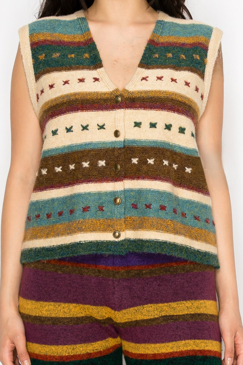 Isabel Vibrant Knit Vest with Button Detail Top