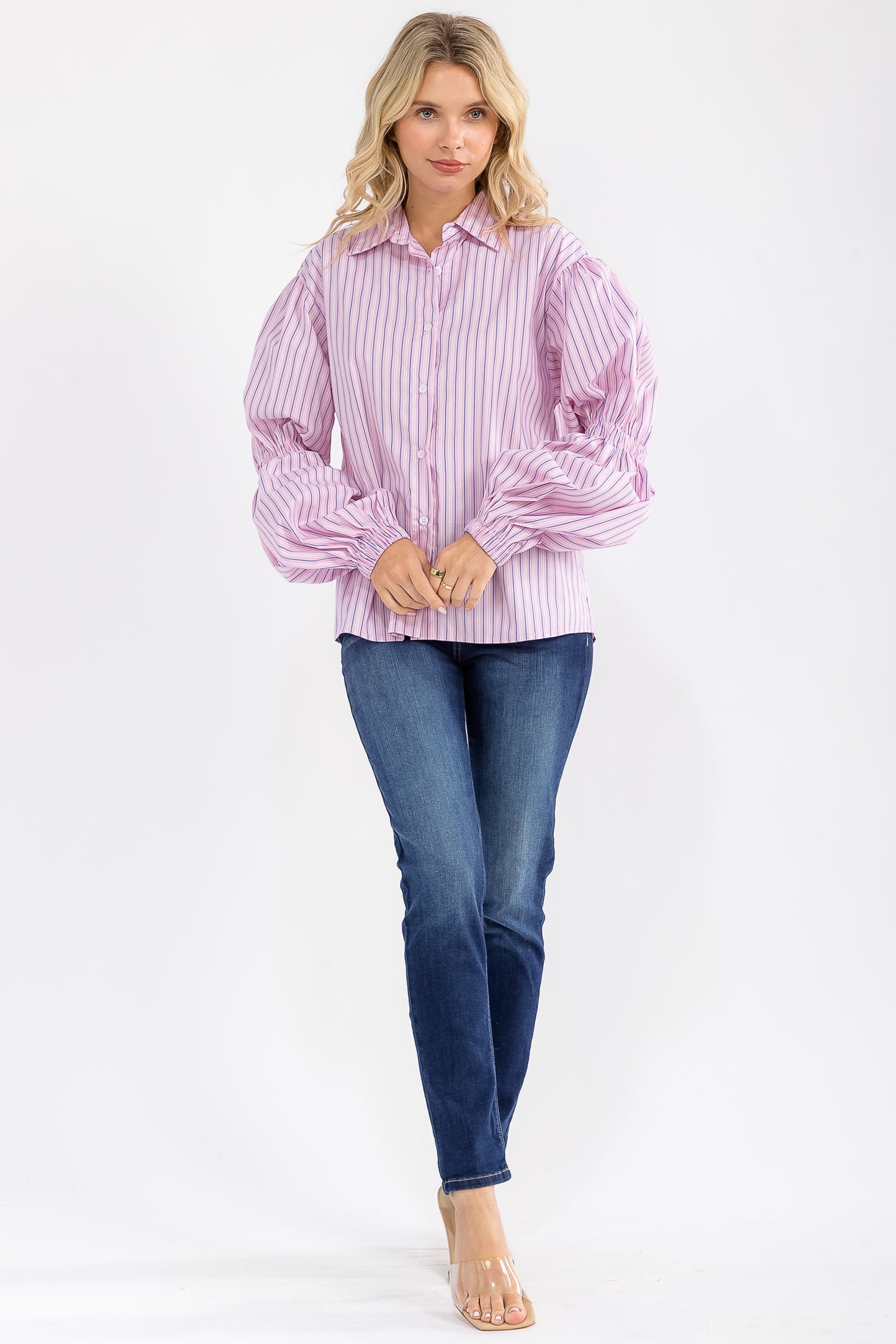 Bernadette Elegant Puff Sleeve Woven Blouse Top