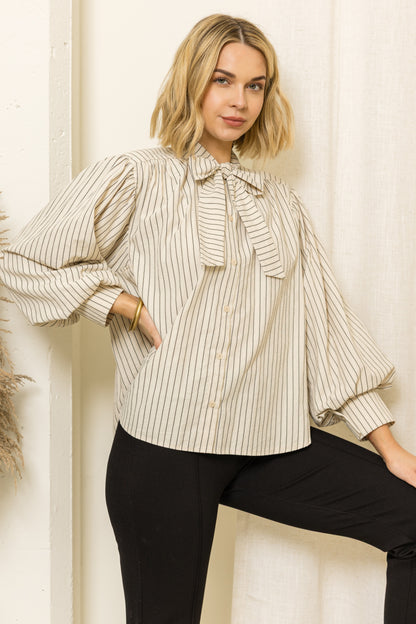 Elisa Chic Bow Neck Blouse Top