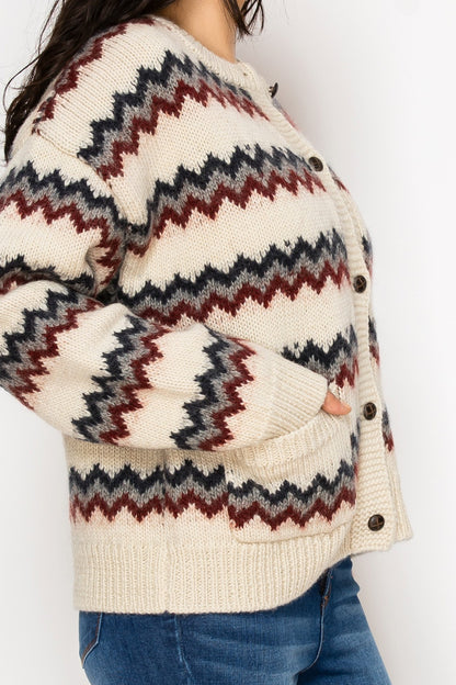 Eunice Chevron Cardigan Sweater Top