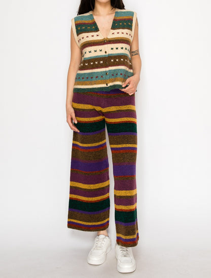 Sue Retro Striped Knit Lounge Pants