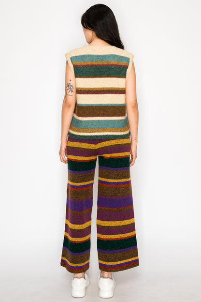 Sue Retro Striped Knit Lounge Pants