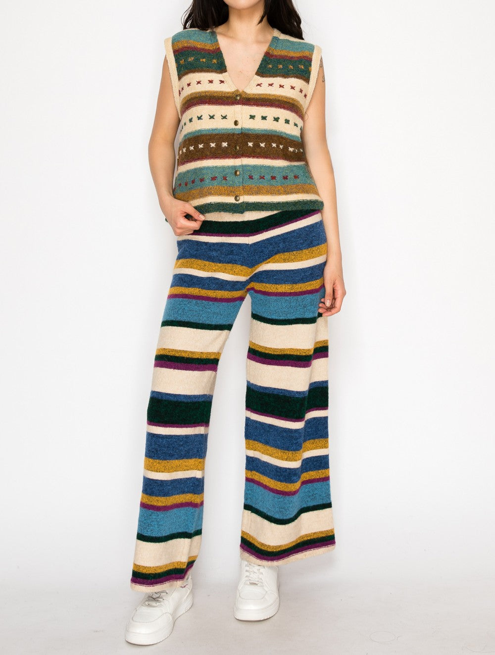 Sue Retro Striped Knit Lounge Pants