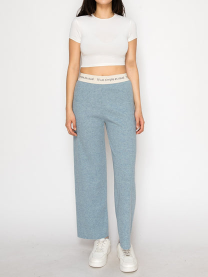 Janet Ribbed Corduroy Wide-Leg with Elastic Waistband Pants