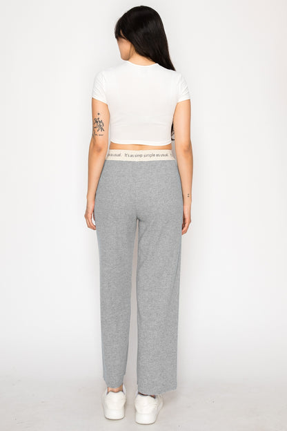 Janet Ribbed Corduroy Wide-Leg with Elastic Waistband Pants