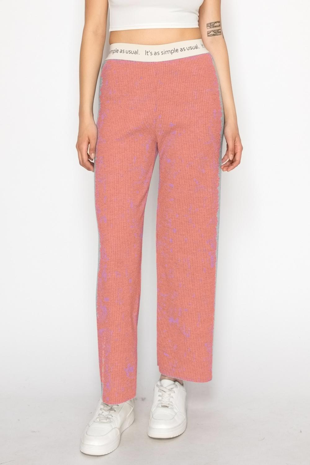 Janet Ribbed Corduroy Wide-Leg with Elastic Waistband Pants