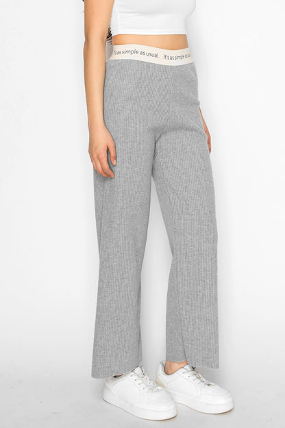 Janet Ribbed Corduroy Wide-Leg with Elastic Waistband Pants