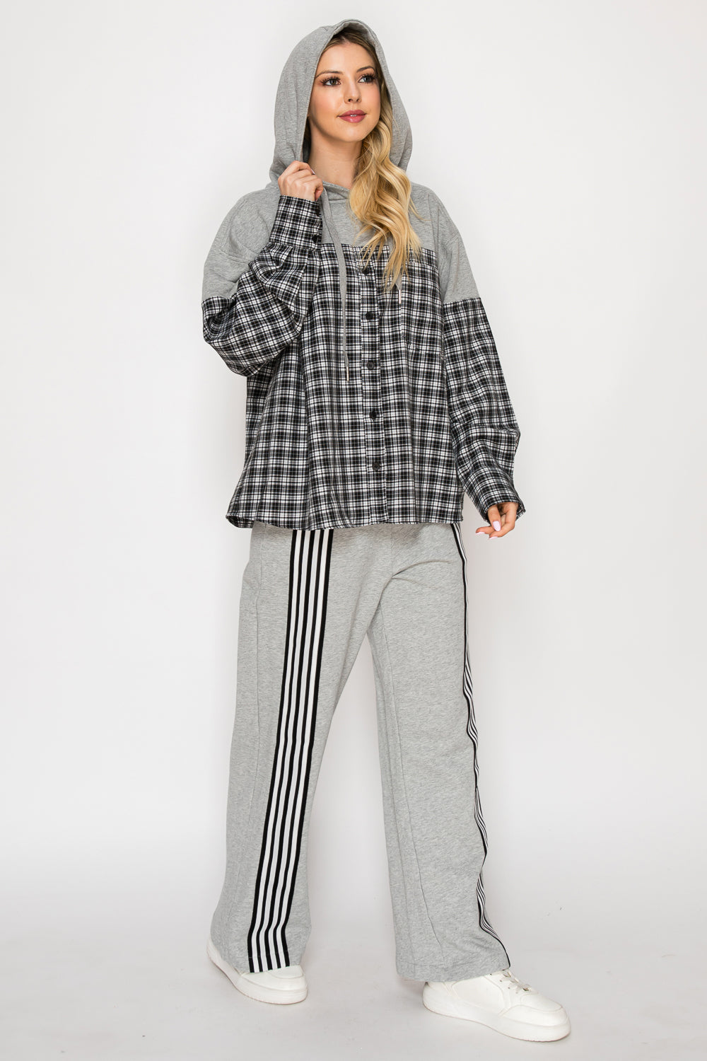 Penny Stripe Knit Hoodie Top