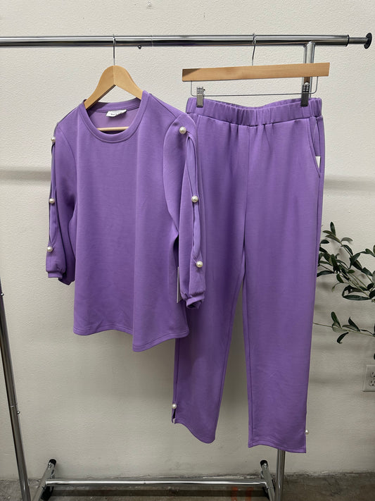 Aria Pearl-Trim Scuba Lounge Set (#KT51020 & KP61134)