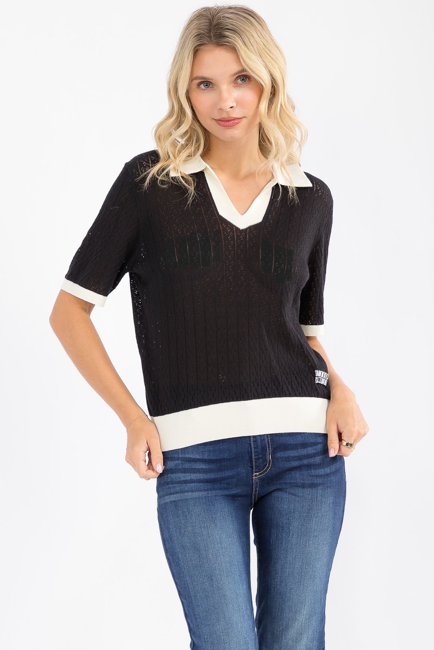 Ewha Creamy Polo Sweater Top