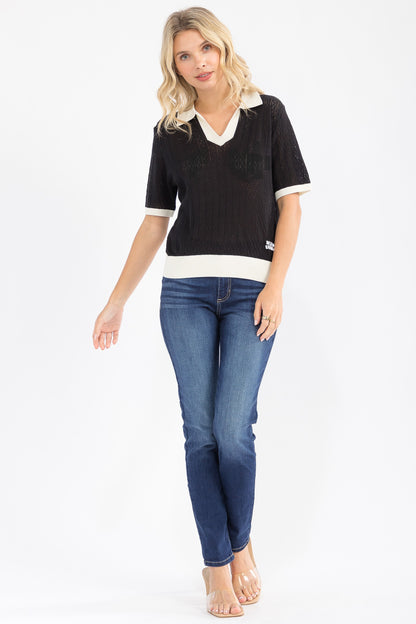 Ewha Creamy Polo Sweater Top