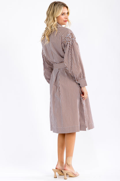 Sarang Striped Belted Shirt Dress
