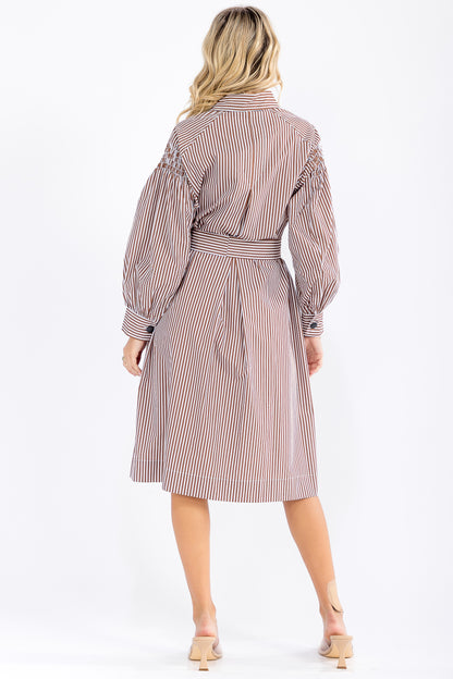 Sarang Striped Belted Shirt Dress