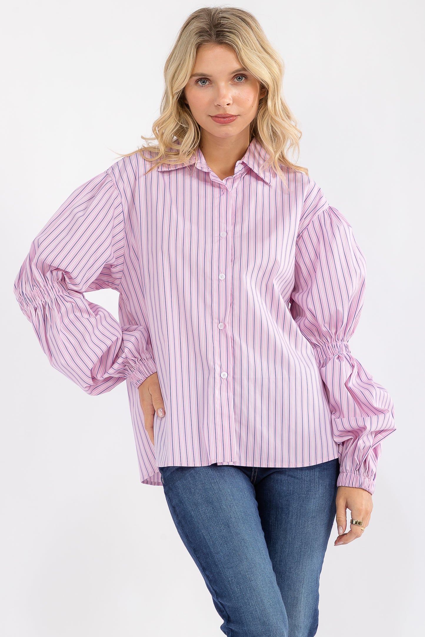 Bernadette Elegant Puff Sleeve Woven Blouse Top